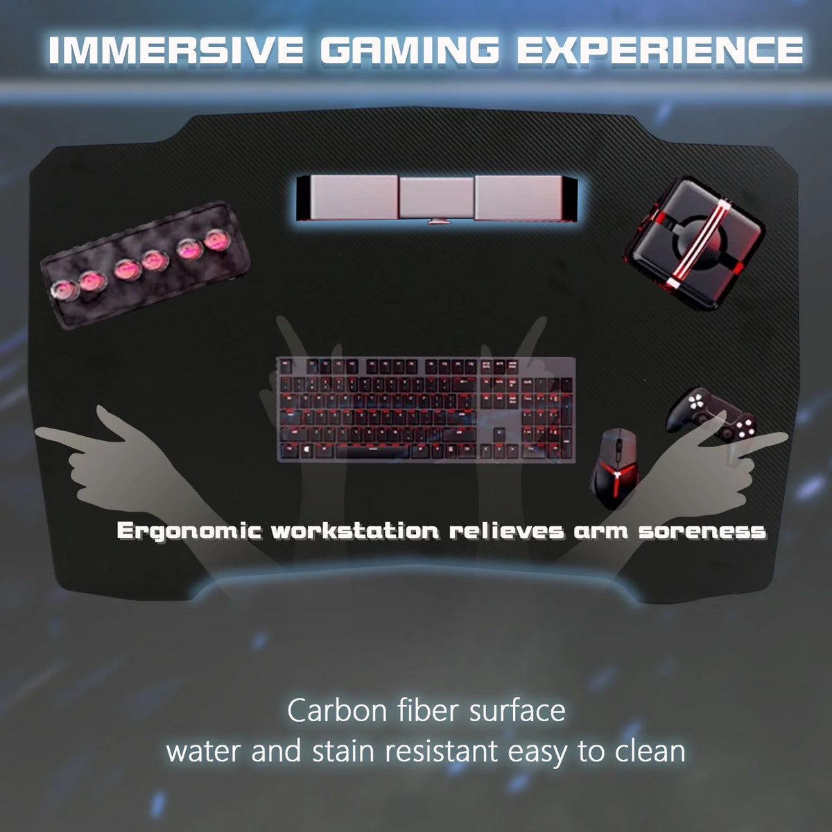 39 Inch Z-Shaped Gaming Desk with Headphone Hook - Ergonomic PC Workstation for Gamers in Blue